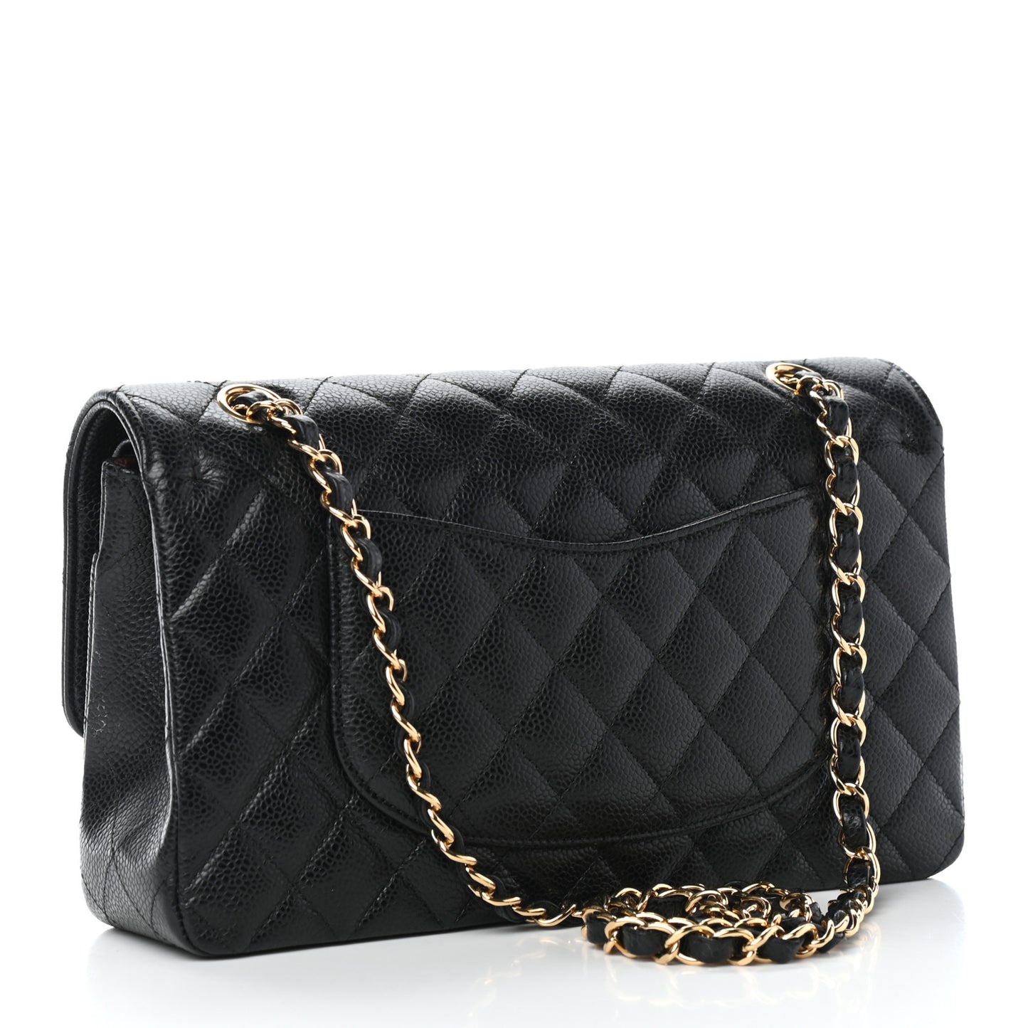 Caviar Quilted Medium Double Flap Black