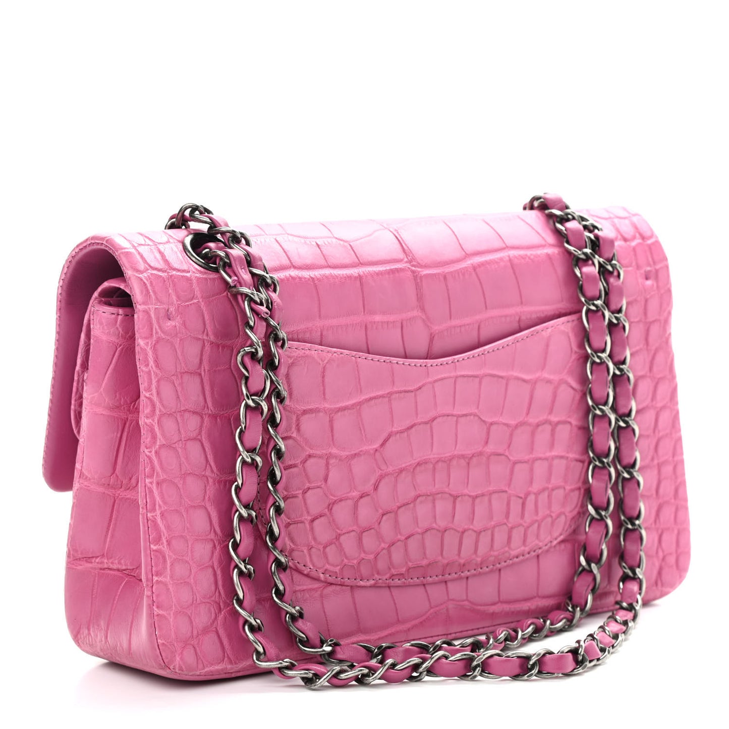 Alligator Medium Double Flap Pink