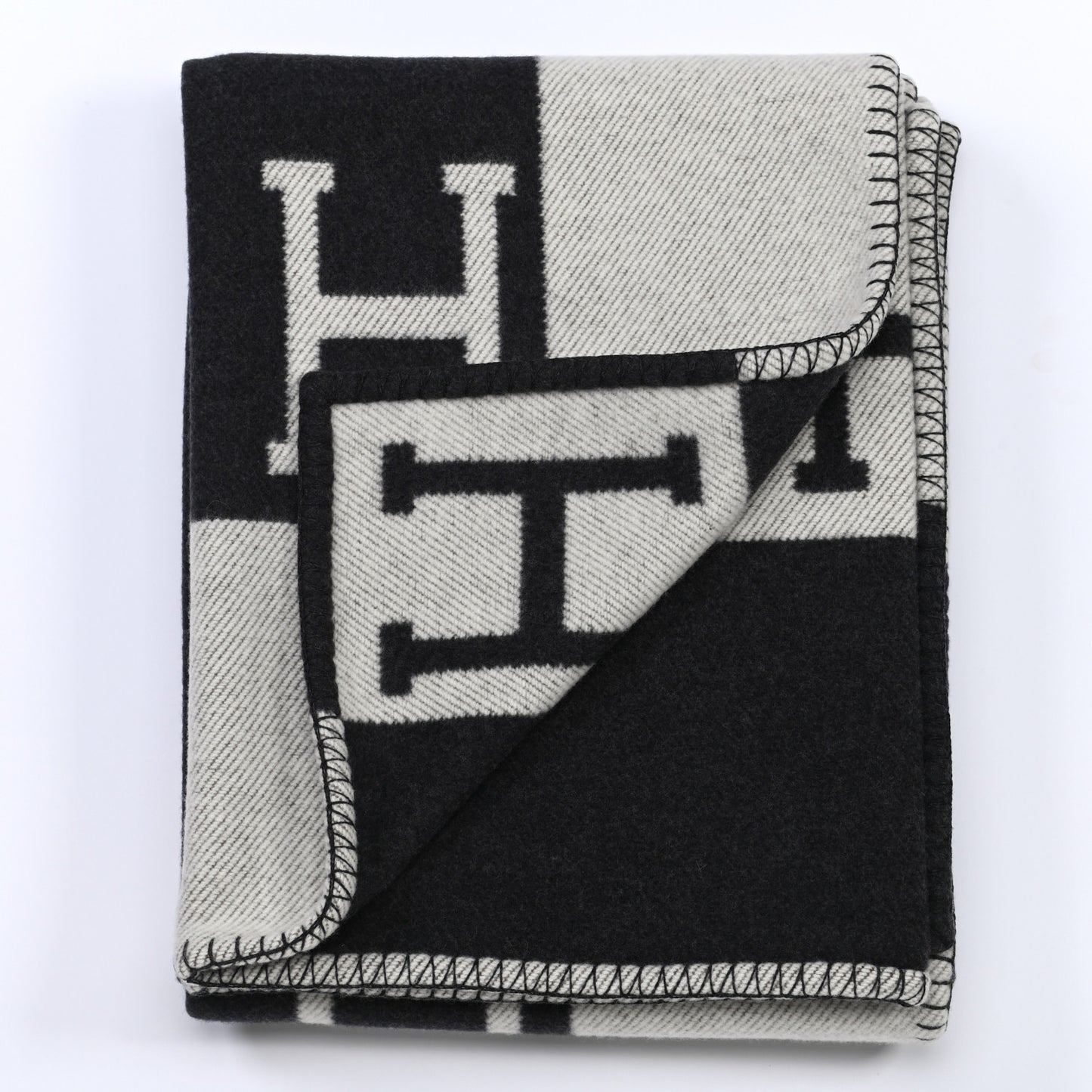 Wool Cashmere Avalon Blanket Ecru Gris Fonce