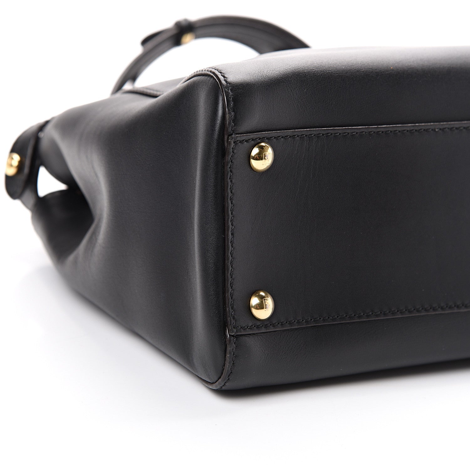 Fendi Vitello Morgan Fabric Jacquard Pequin Medium Peekaboo Iconic Satchel Black Tobacco 10 of 12