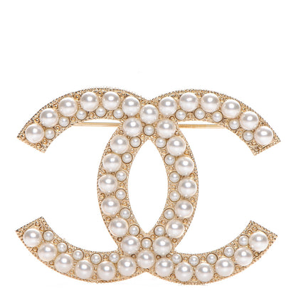 Chanel Pearl CC Brooch Light Gold 1 of 5