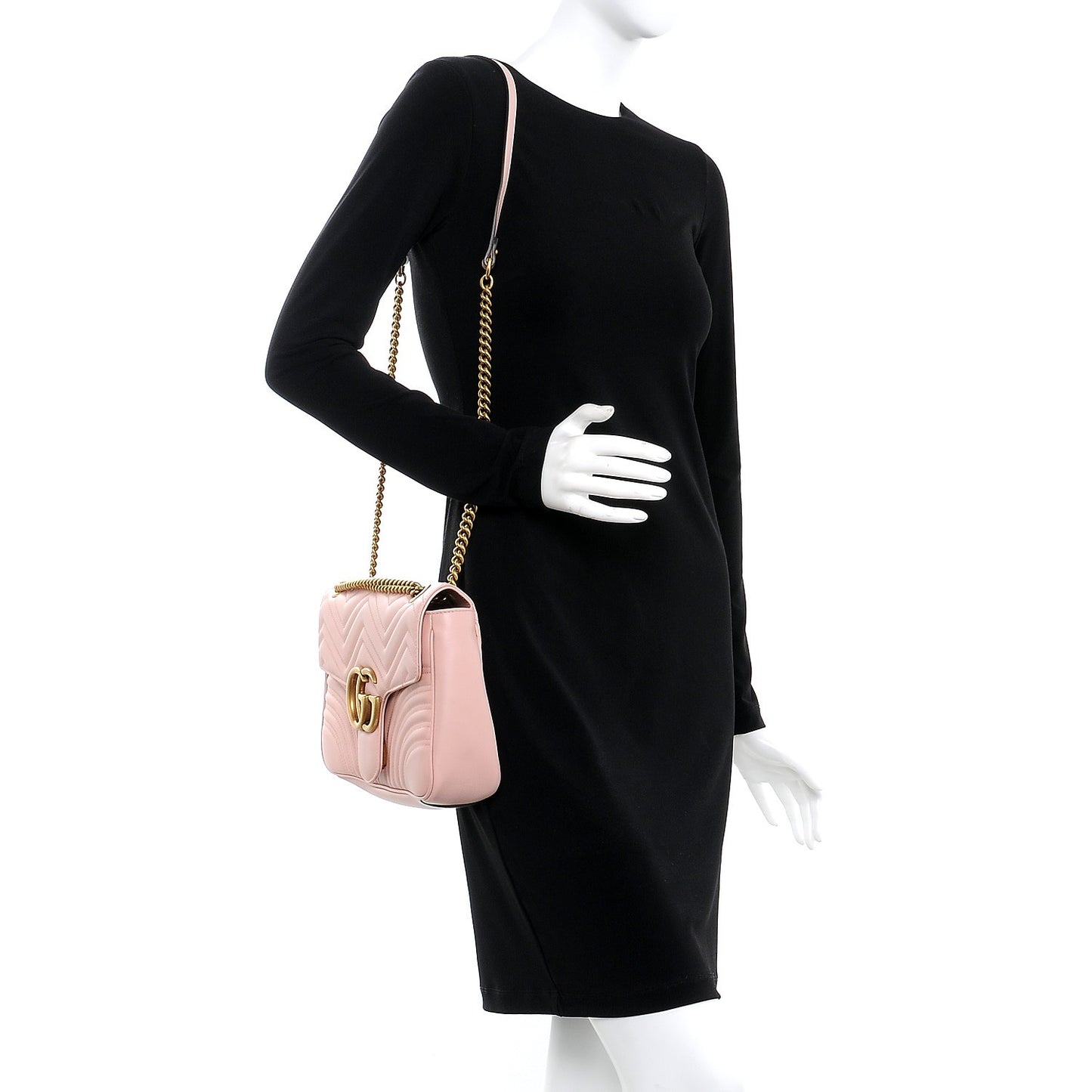 Calfskin Matelasse Medium GG Marmont Shoulder Bag Perfect Pink