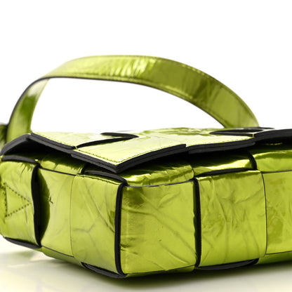 Bottega Veneta Metallic Crushed Calfskin Maxi Intrecciato Cassette Crossbody Bag Chlorophyll 8 of 9