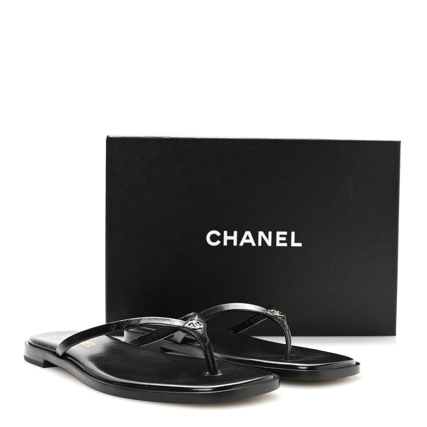 Goatskin Times Square Thong Sandals 39.5 Black
