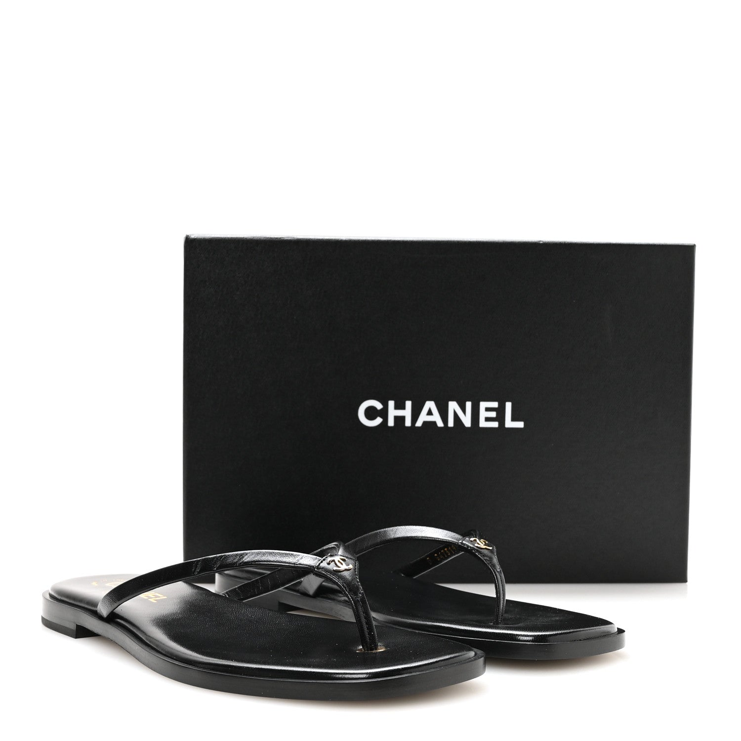 Chanel Goatskin Times Square Thong Sandals 39.5 Black 9 of 9