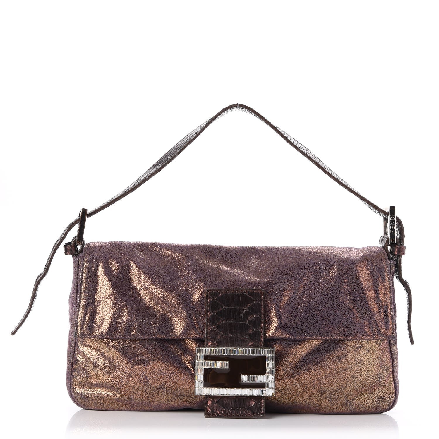 Fendi Metallic Crackled Suede Baguette 1 of 7
