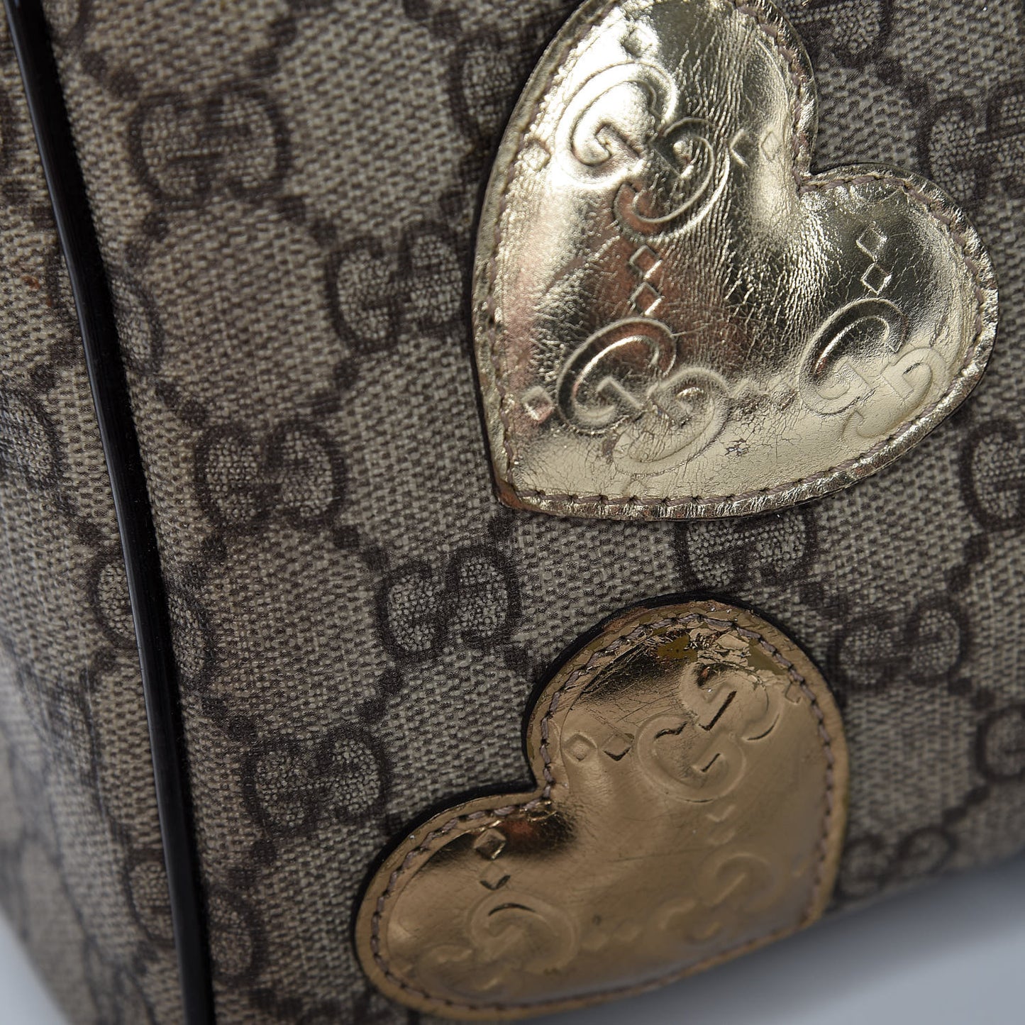 Monogram Guccissima Hearts Studded Medium Joy Boston Dark Brown
