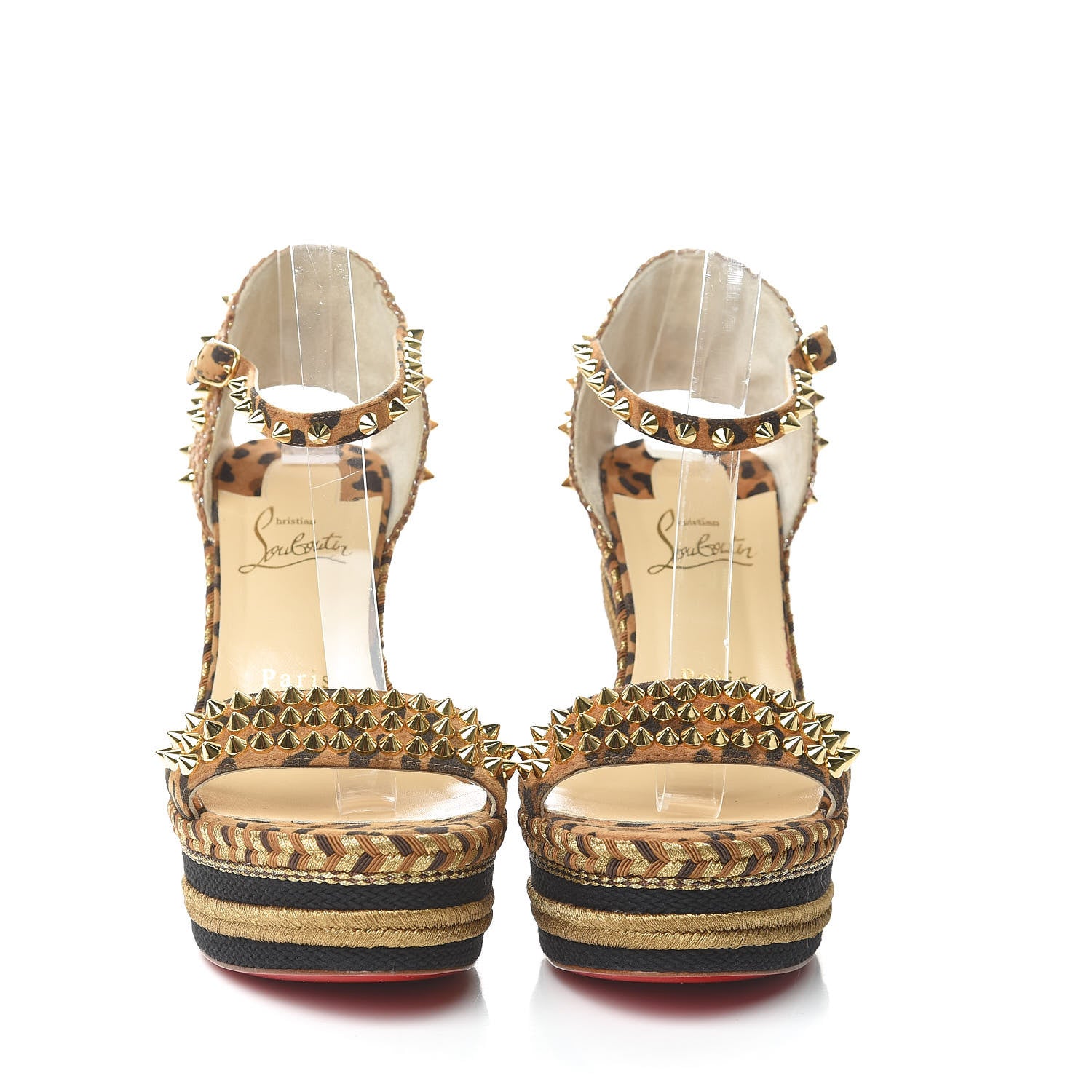 Christian Louboutin Veau Velours Rio Lepord Print Madmonica 120 Wedge Sandals 38 Carmel 2 of 7