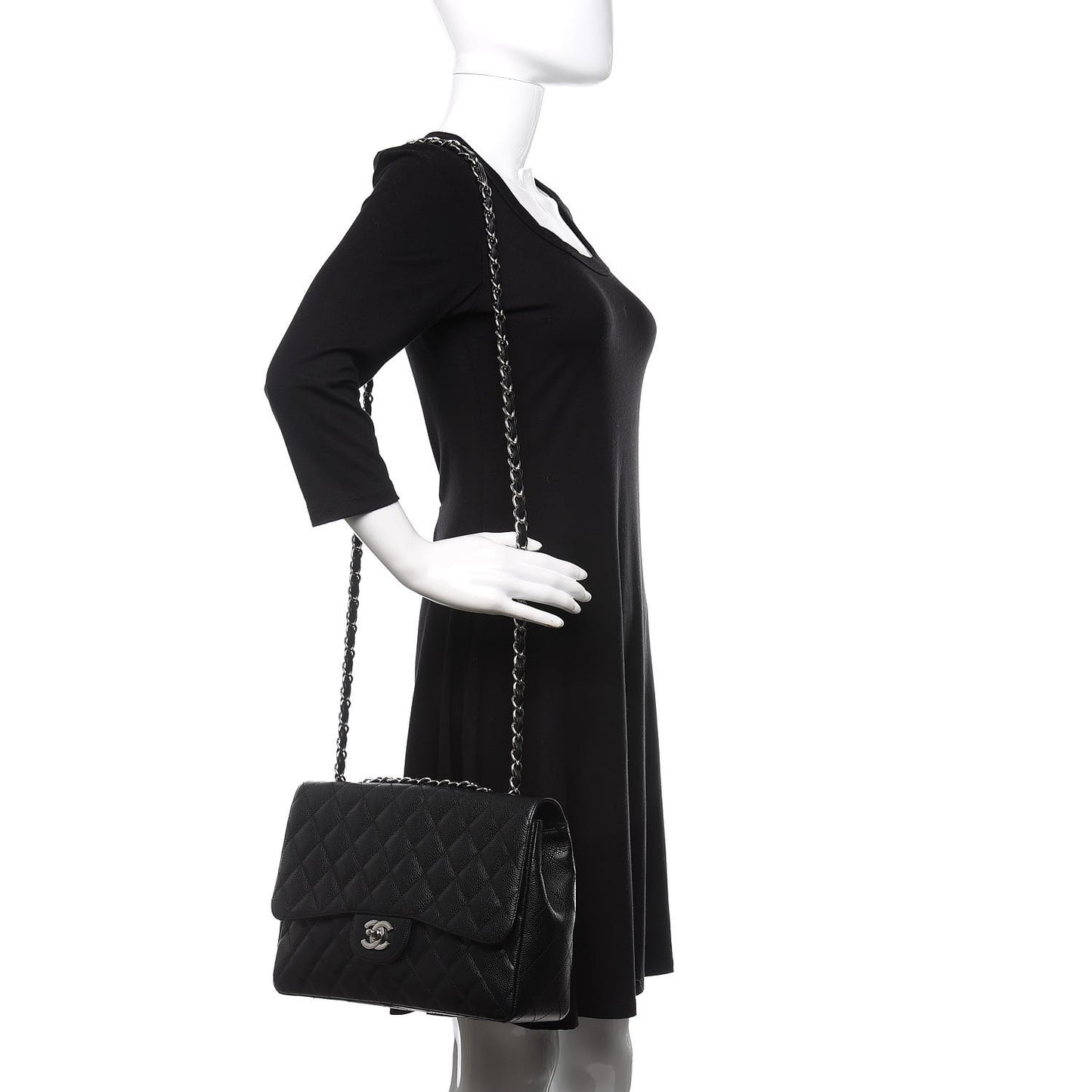 Caviar Quilted Jumbo Single Flap Black