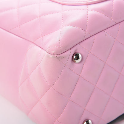Chanel Calfskin Quilted Large Cambon Bowler Pink Black 10 of 11