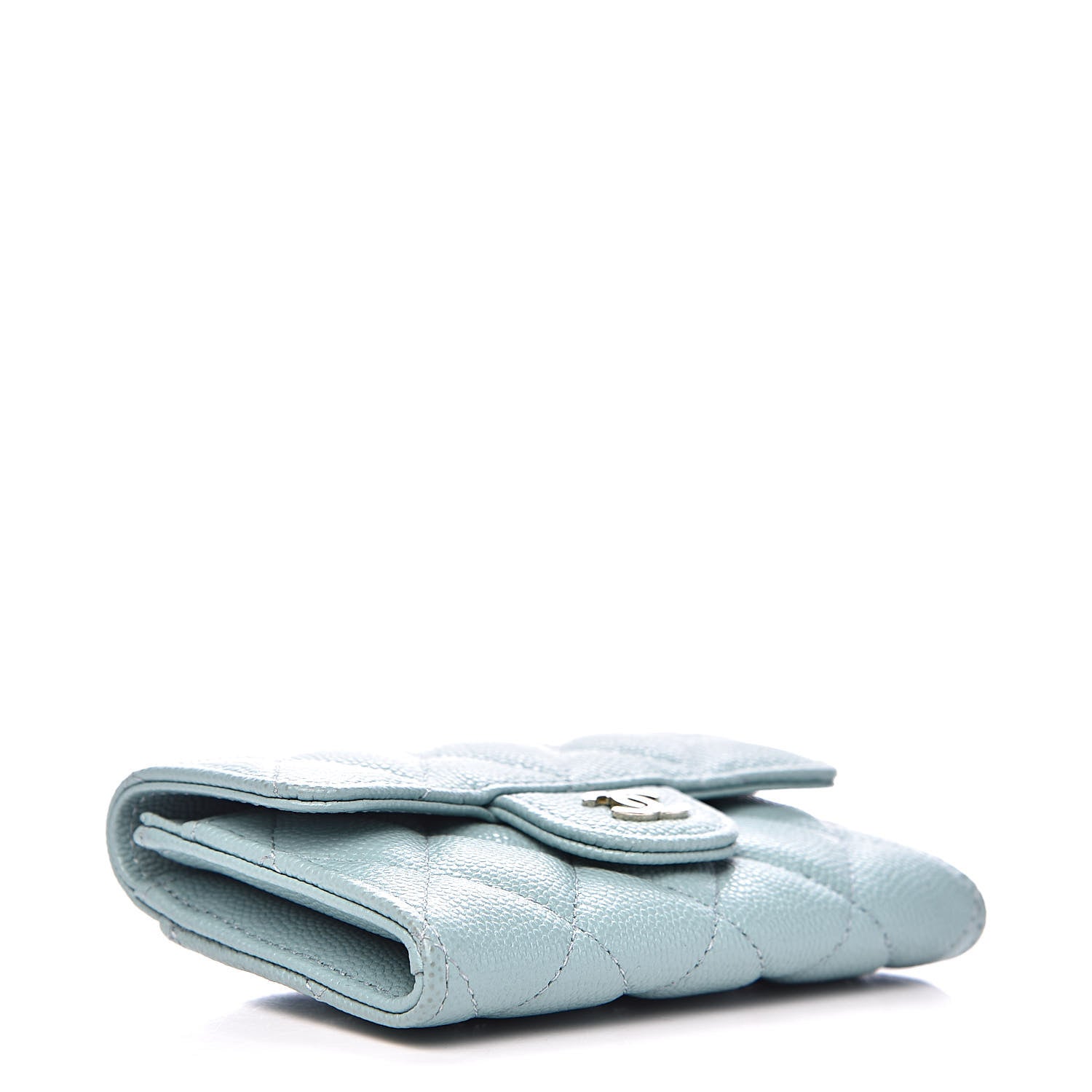 Chanel Caviar Quilted Flap Card Holder Wallet Light Blue 4 of 10