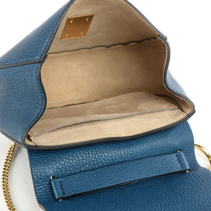 Chloe Grained Lambskin Mini Drew Shoulder Bag Factory Blue 5 of 9