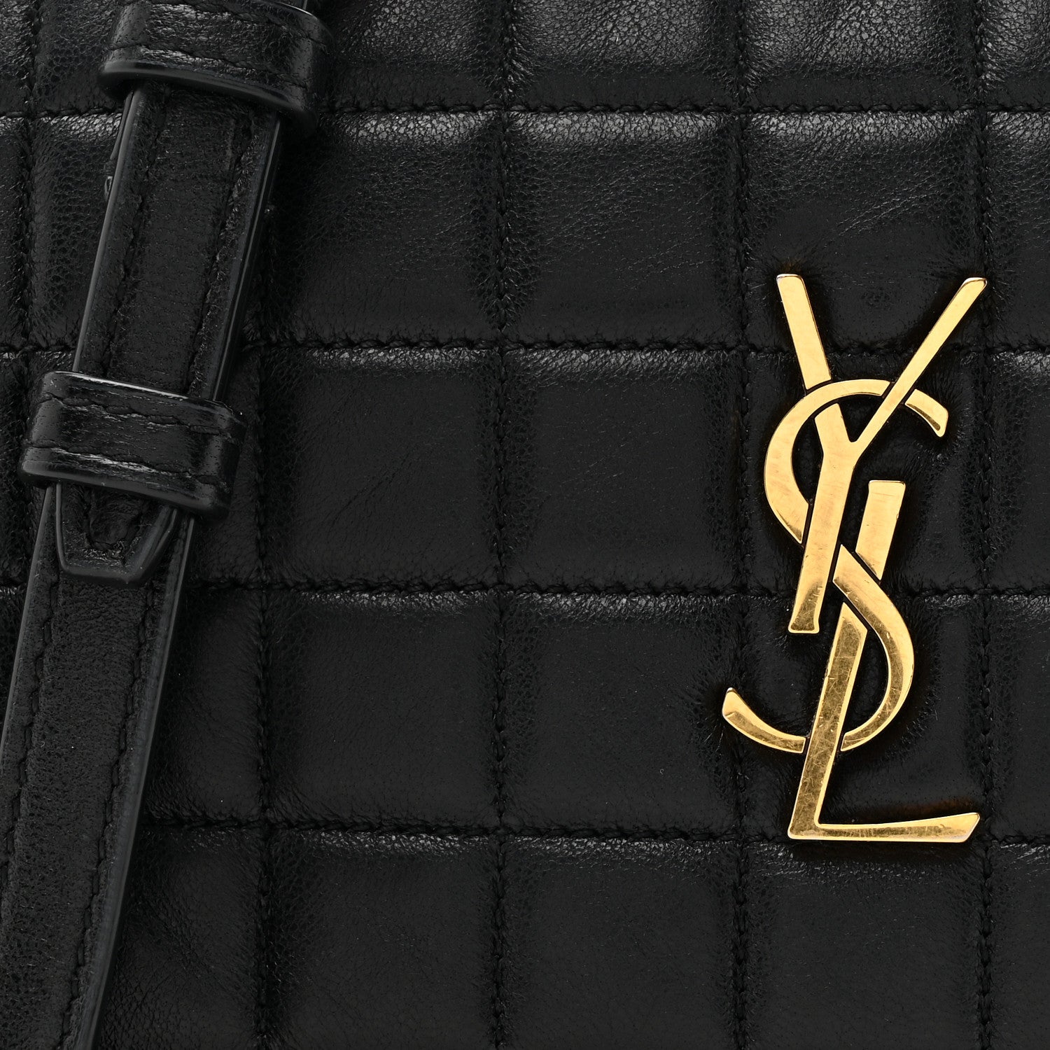 Saint Laurent Lambskin Carre Quilted Cassandre Mini Camera Bag Black 8 of 17