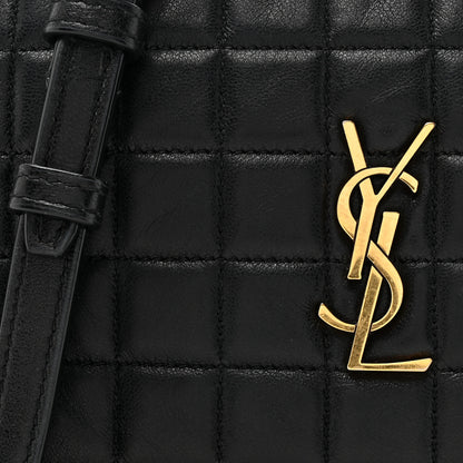 Saint Laurent Lambskin Carre Quilted Cassandre Mini Camera Bag Black 8 of 17