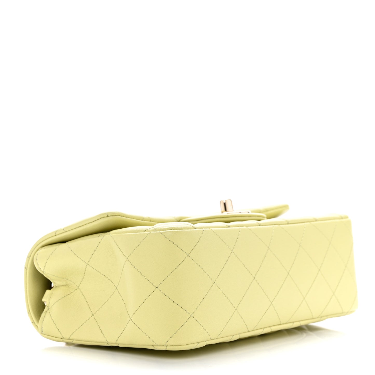 Lambskin Quilted Mini Rectangular Flap Light Green