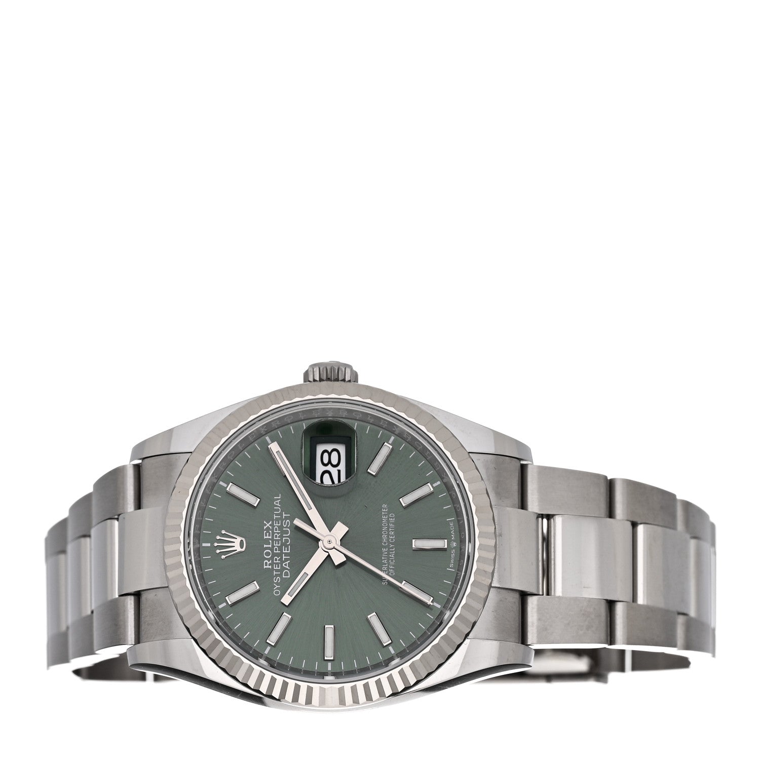 Rolex Stainless Steel 18K White Gold 36mm Oyster Perpetual Datejust Watch Mint Green 126234 2 of 5