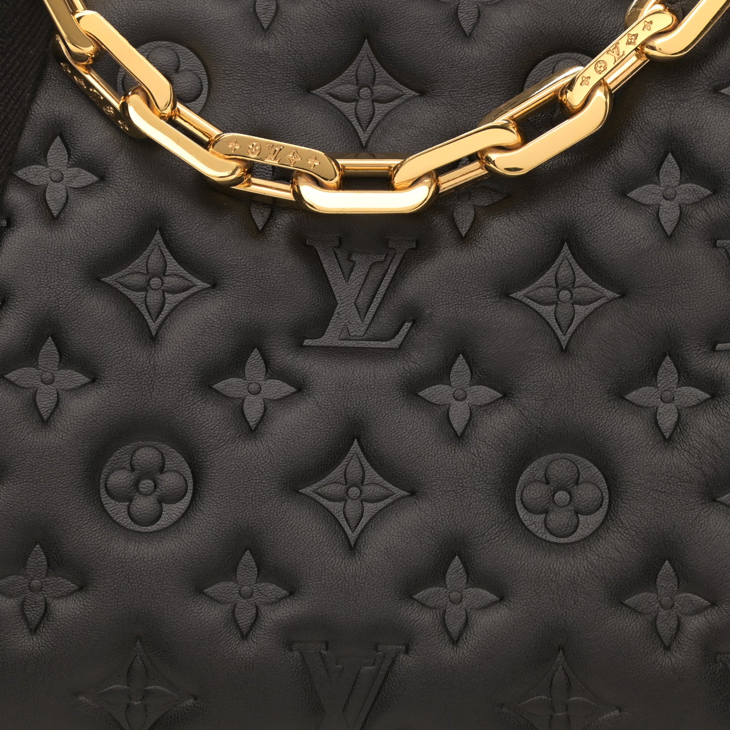 Lambskin Embossed Monogram Coussin PM Black