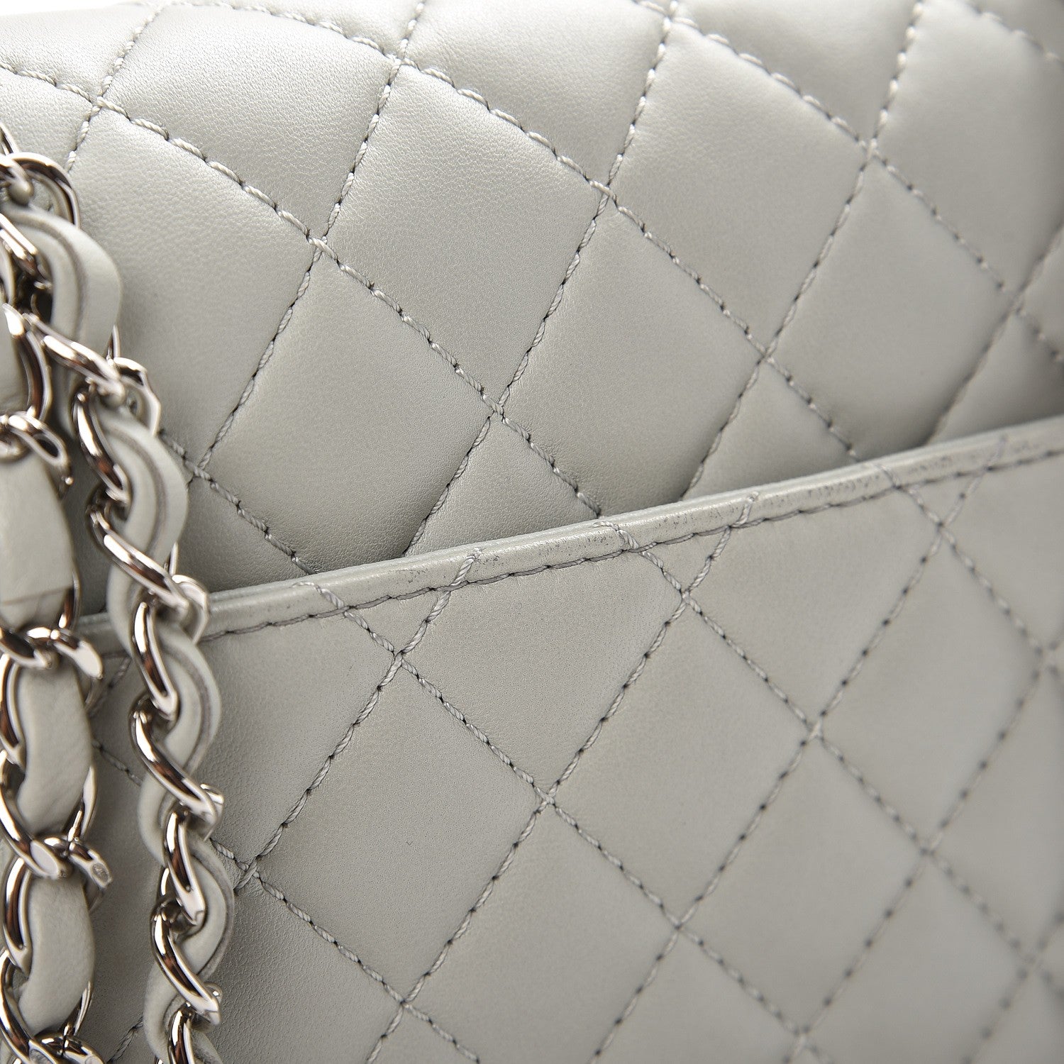 Chanel Lambskin Quilted Small Geometric Flap Light Grey 6 of 10