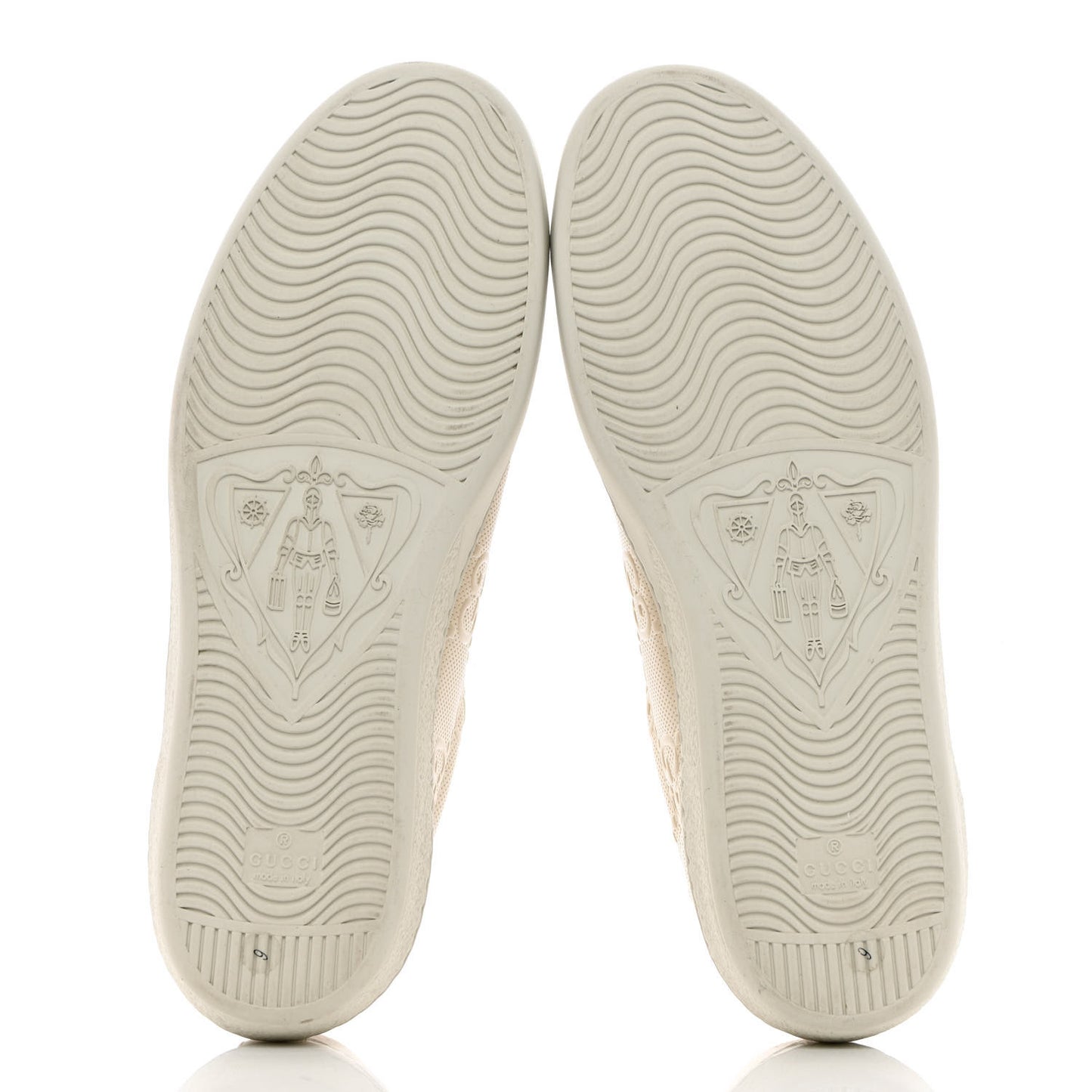 Calfskin GG Tennis Embossed Mens Ace Sneakers 9 Mystic White