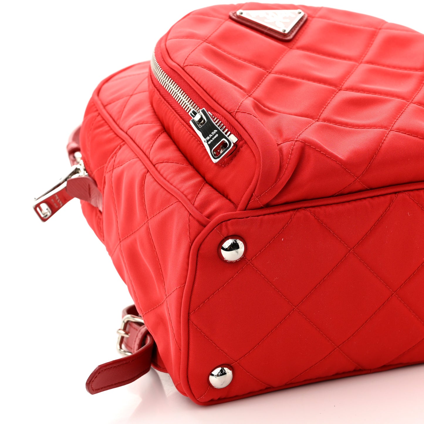 Nylon Tessuto Impuntu Quilted Backpack Rosso