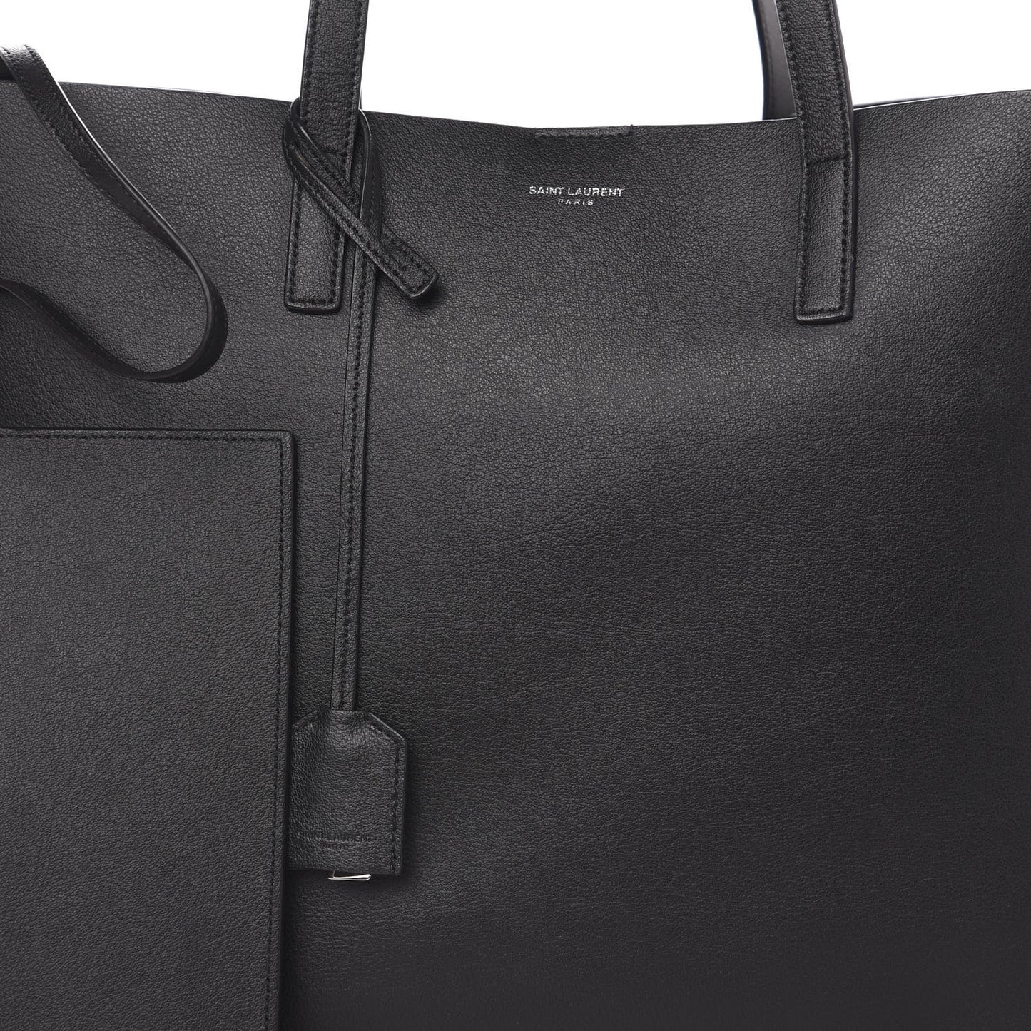 Calfskin Large Fringe Shopping Tote Black