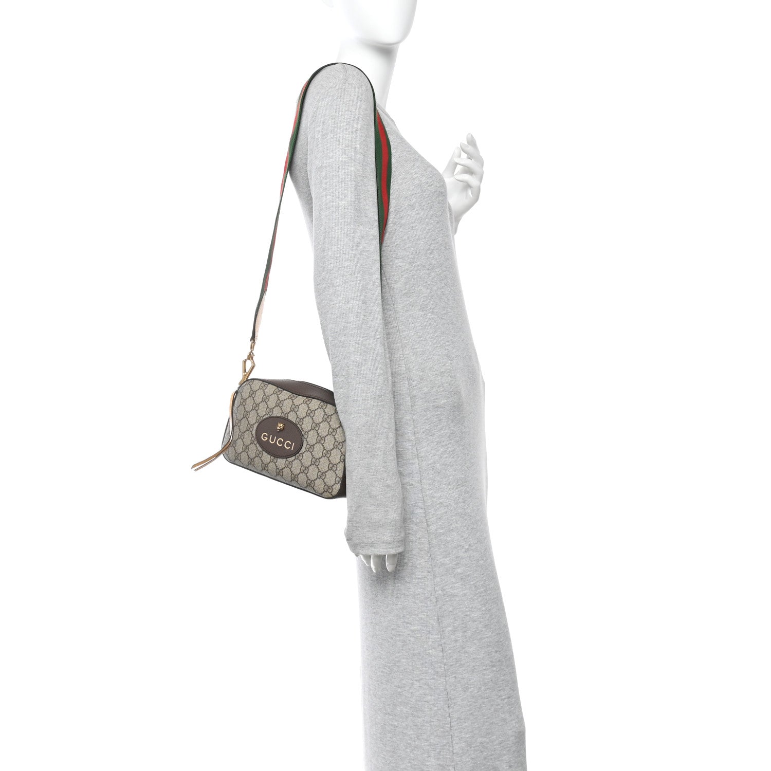Gucci GG Supreme Monogram Web Neo Vintage Shoulder Bag Beige New Acero Crop 2 of 12