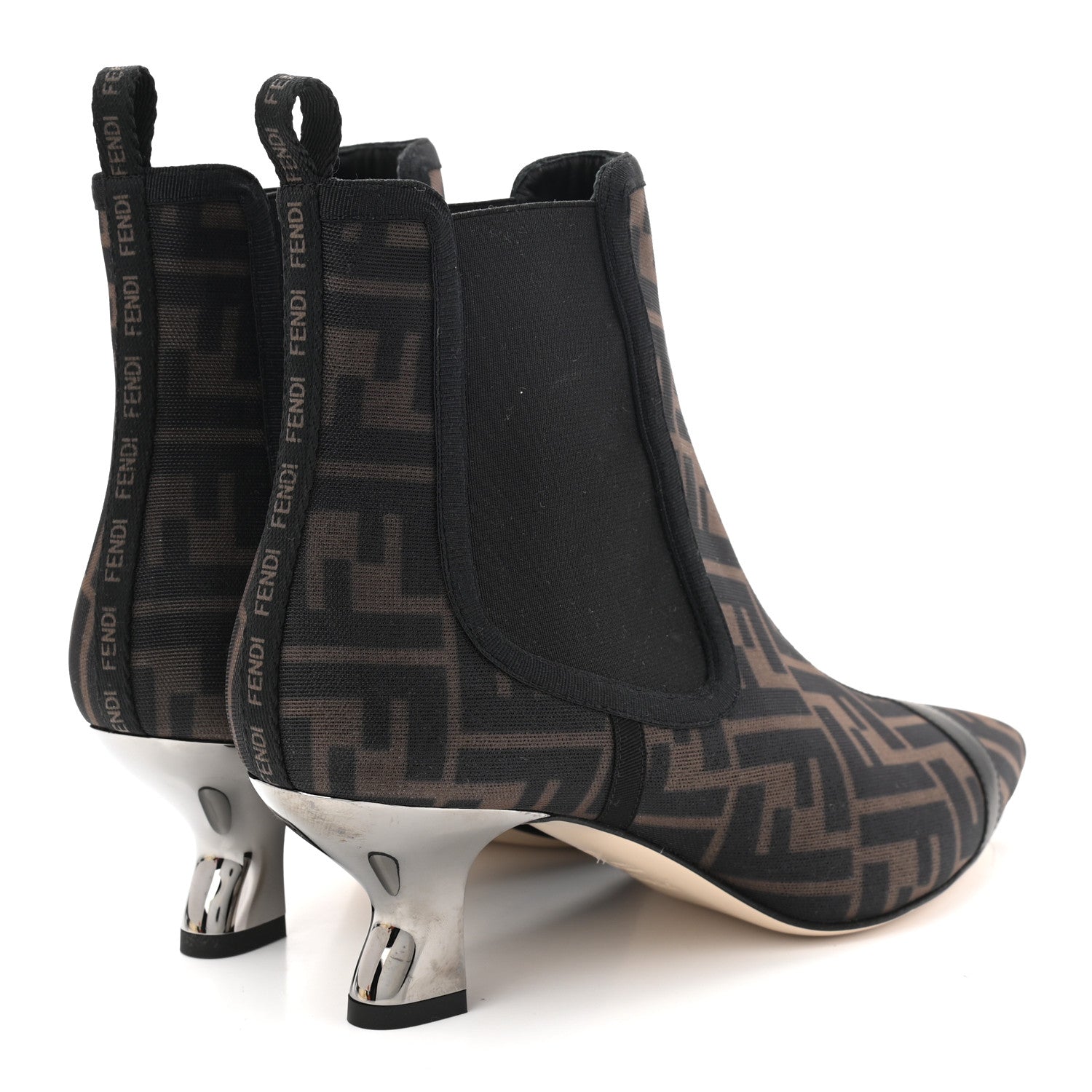 Fendi Mesh Tulle FF Colibri 55mm Ankle Booties 38 Tobacco Moro Black 4 of 7