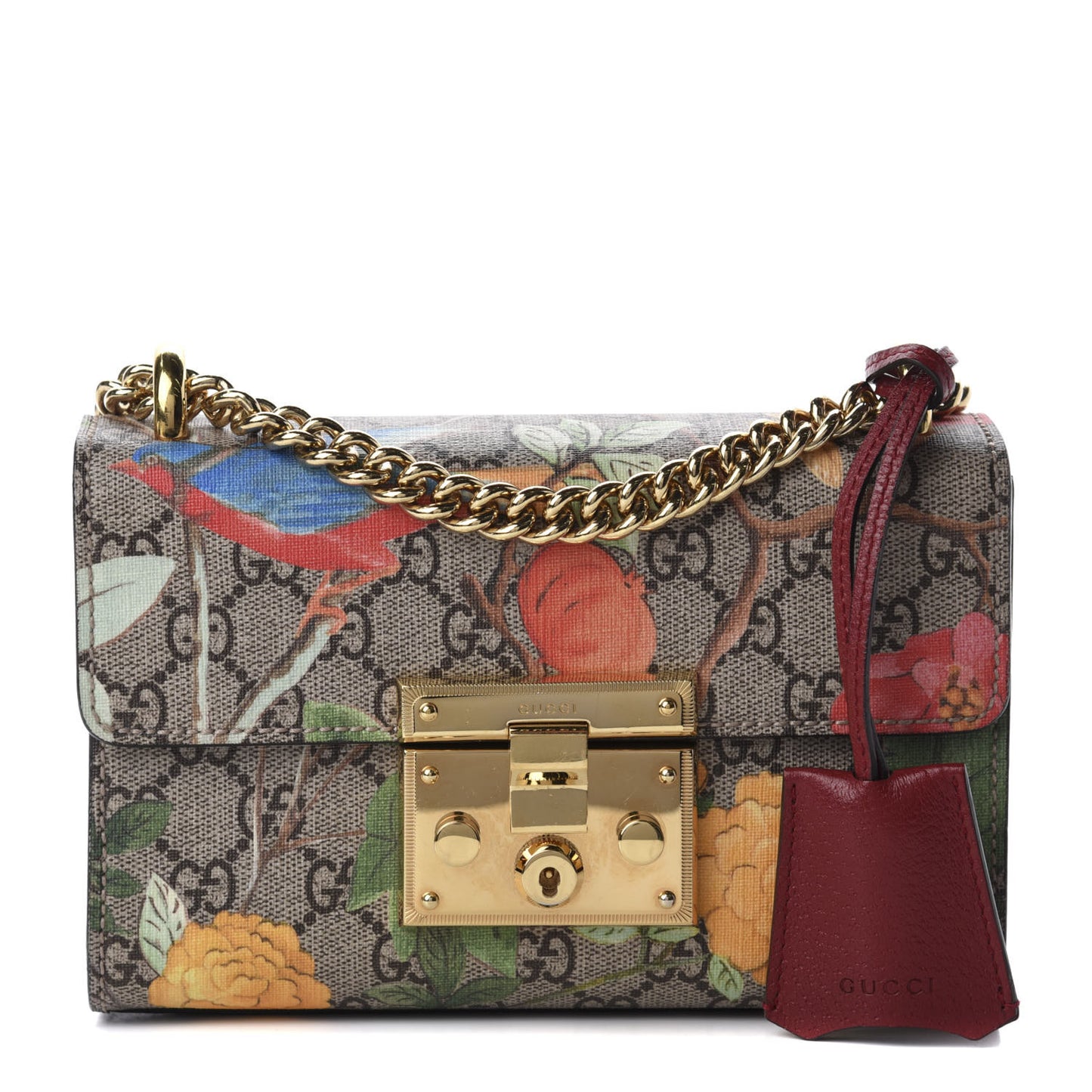 GG Supreme Monogram Tian Small Padlock Shoulder Bag Beige Multicolor New Acero