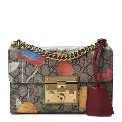 Gucci GG Supreme Monogram Tian Small Padlock Shoulder Bag Beige Multicolor New Acero 1 of 10