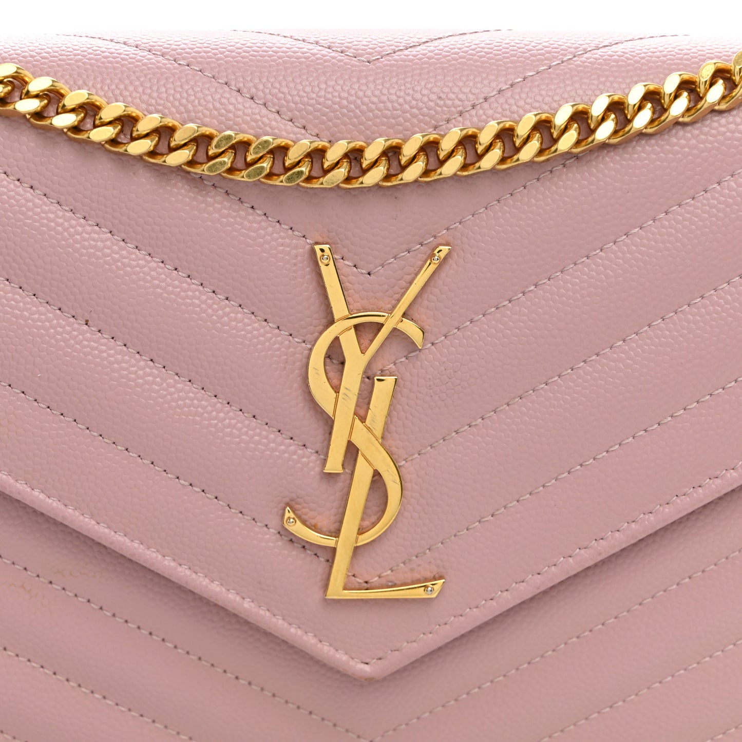 Grain De Poudre Matelasse Chevron Monogram Chain Wallet Tender Pink