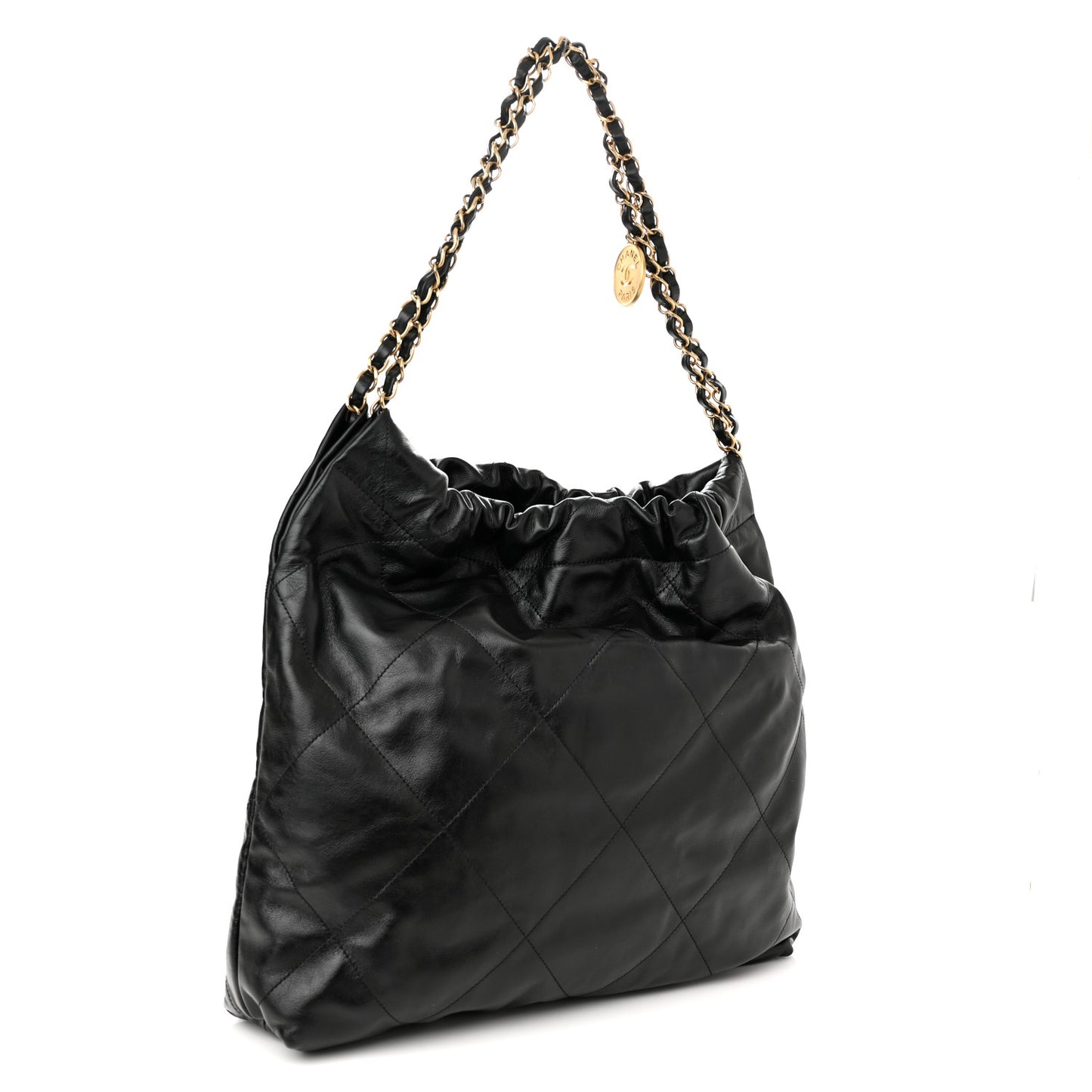 Shiny Calfskin Quilted Small Chanel 22 Black