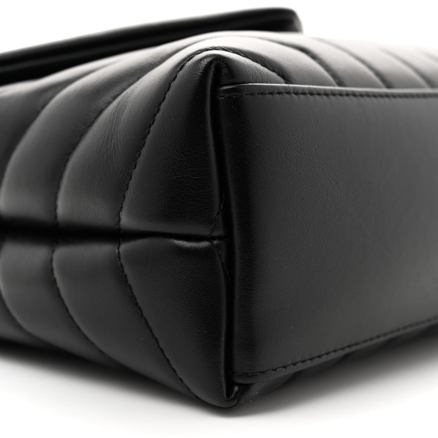 Calfskin Y Quilted Monogram Monochrome Small Loulou Chain Satchel Black
