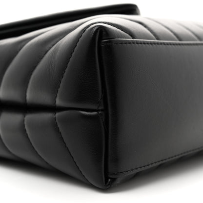 Saint Laurent Calfskin Y Quilted Monogram Monochrome Small Loulou Chain Satchel Black 9 of 10