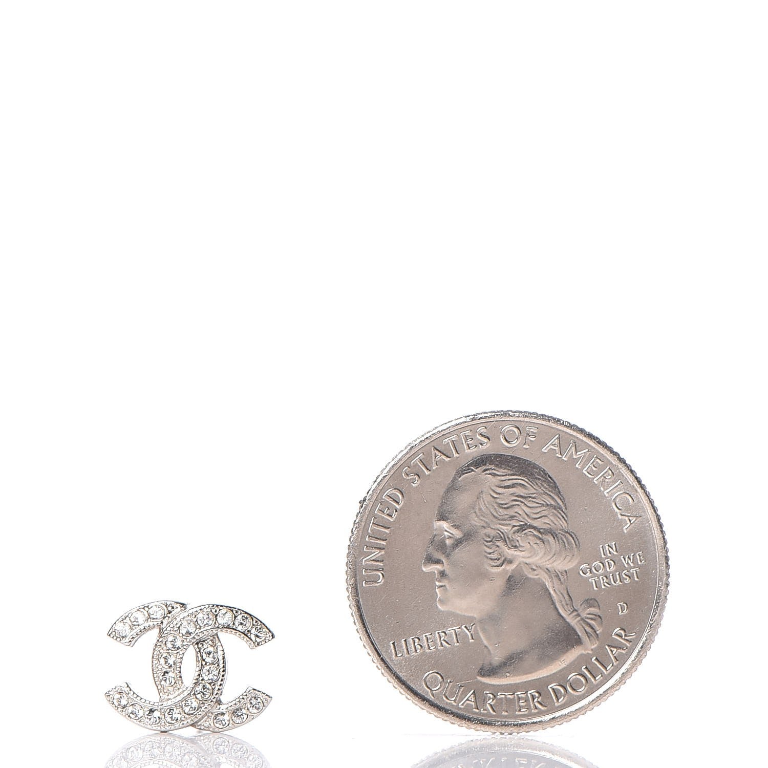 Chanel Crystal Mini CC Earrings Silver 2 of 5