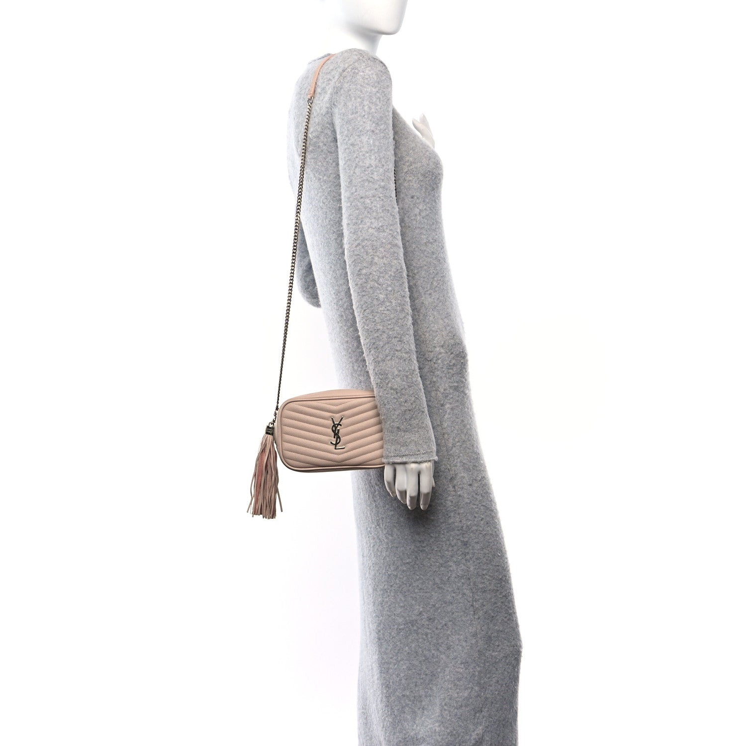 Saint Laurent Grain De Poudre Matelasse Monogram Mini Lou Camera Bag Marble Pink 2 of 10
