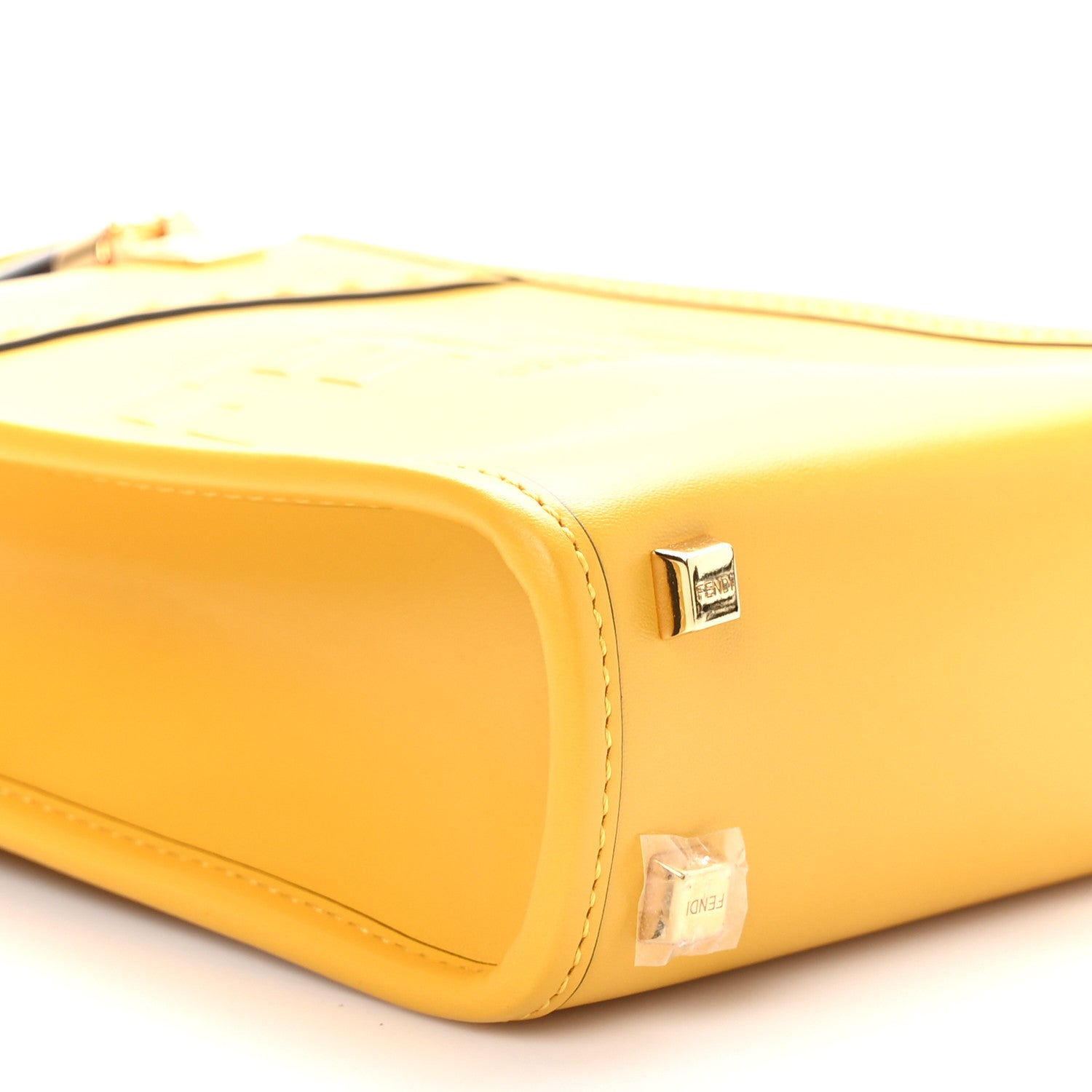 Fendi Vitello King Plexiglass Logo Embossed Mini Fendi Sunshine Shopper Tote Mimosa 9 of 10