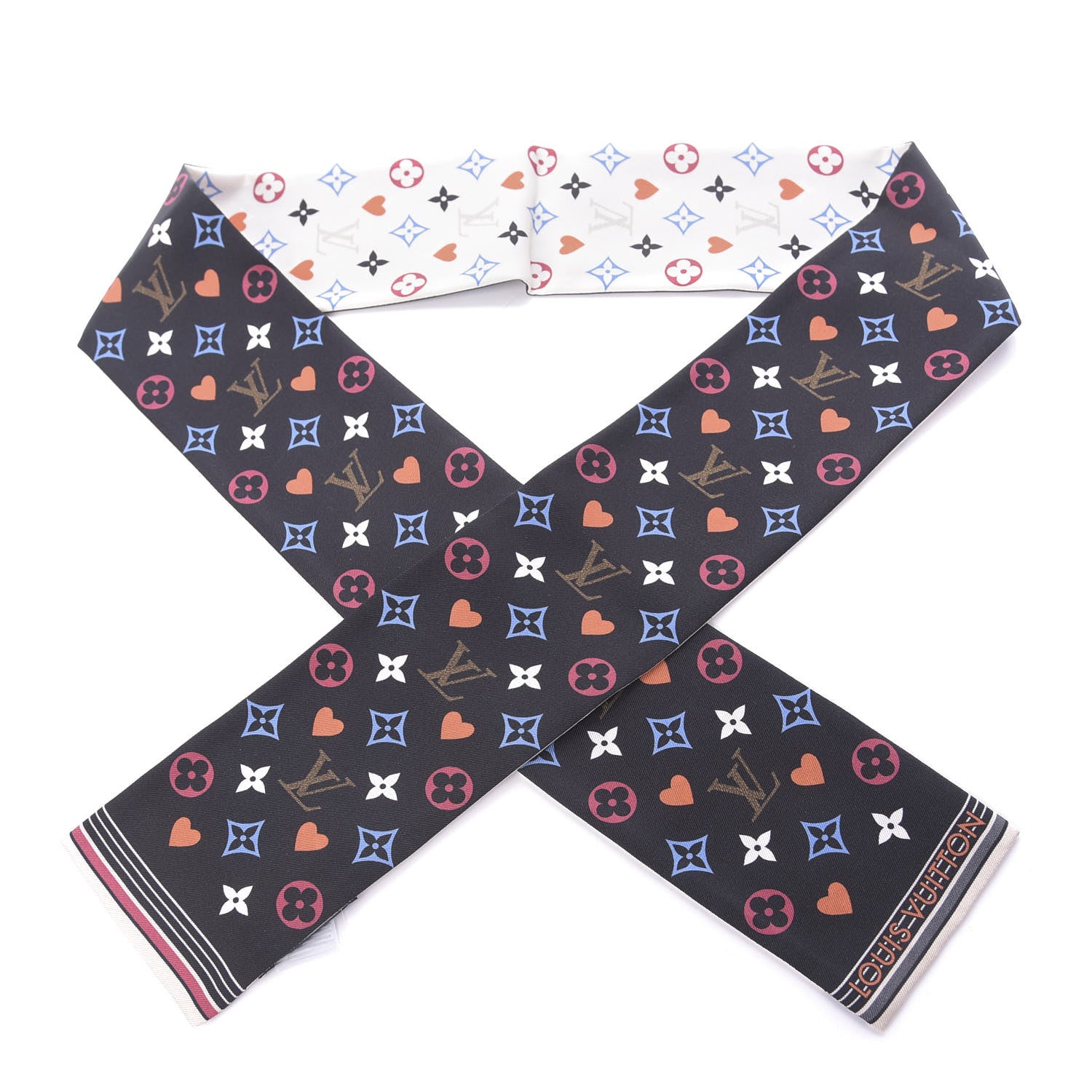 Louis Vuitton Silk Game On Bandeau Black White 1 of 3