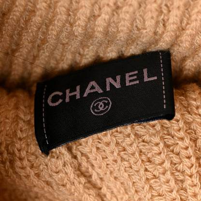 Chanel Cashmere Sequin Logo Beanie Hat Beige 5 of 7