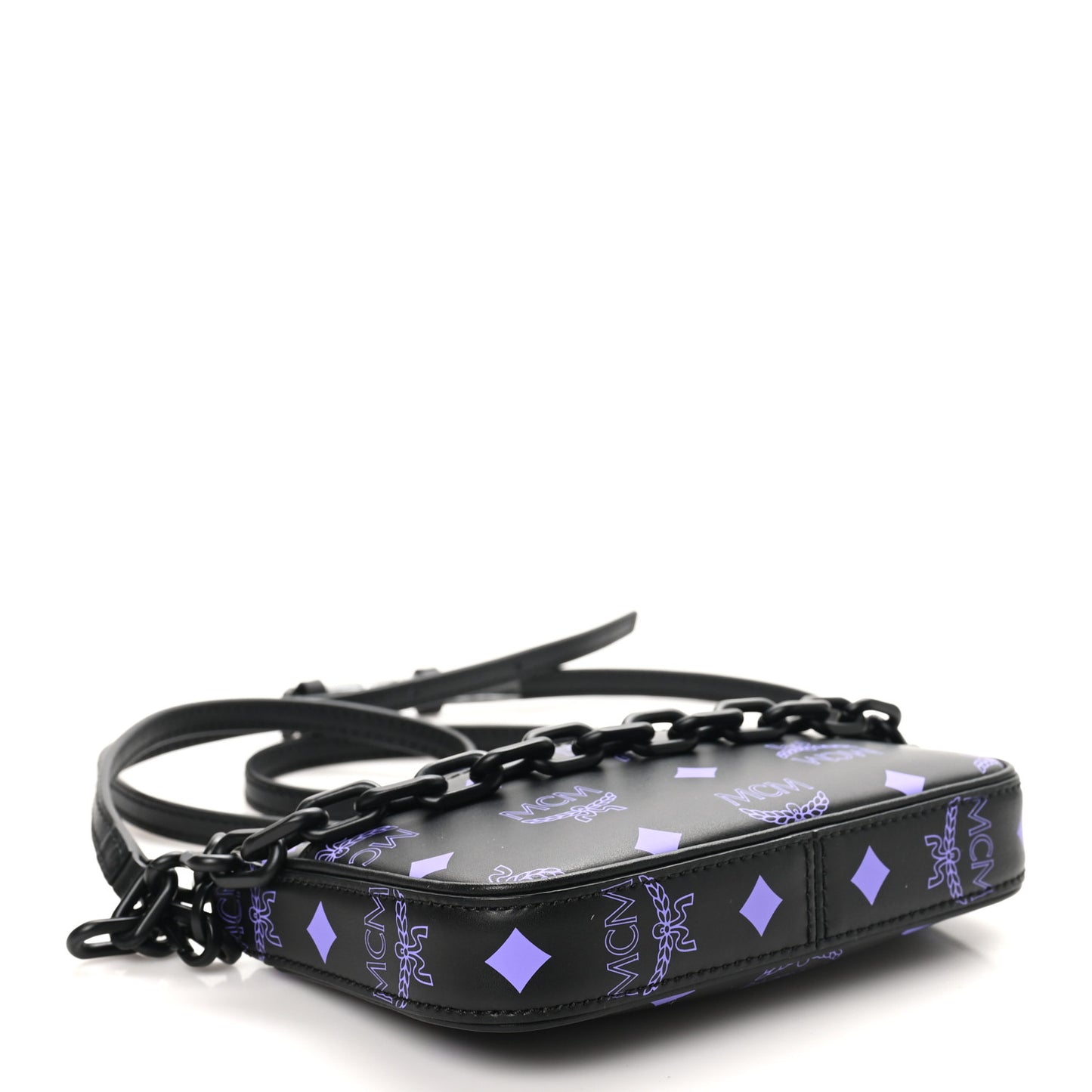 Calfskin Visetos Color Splash Logo Pouch On Chain Mini Dahlia Purple