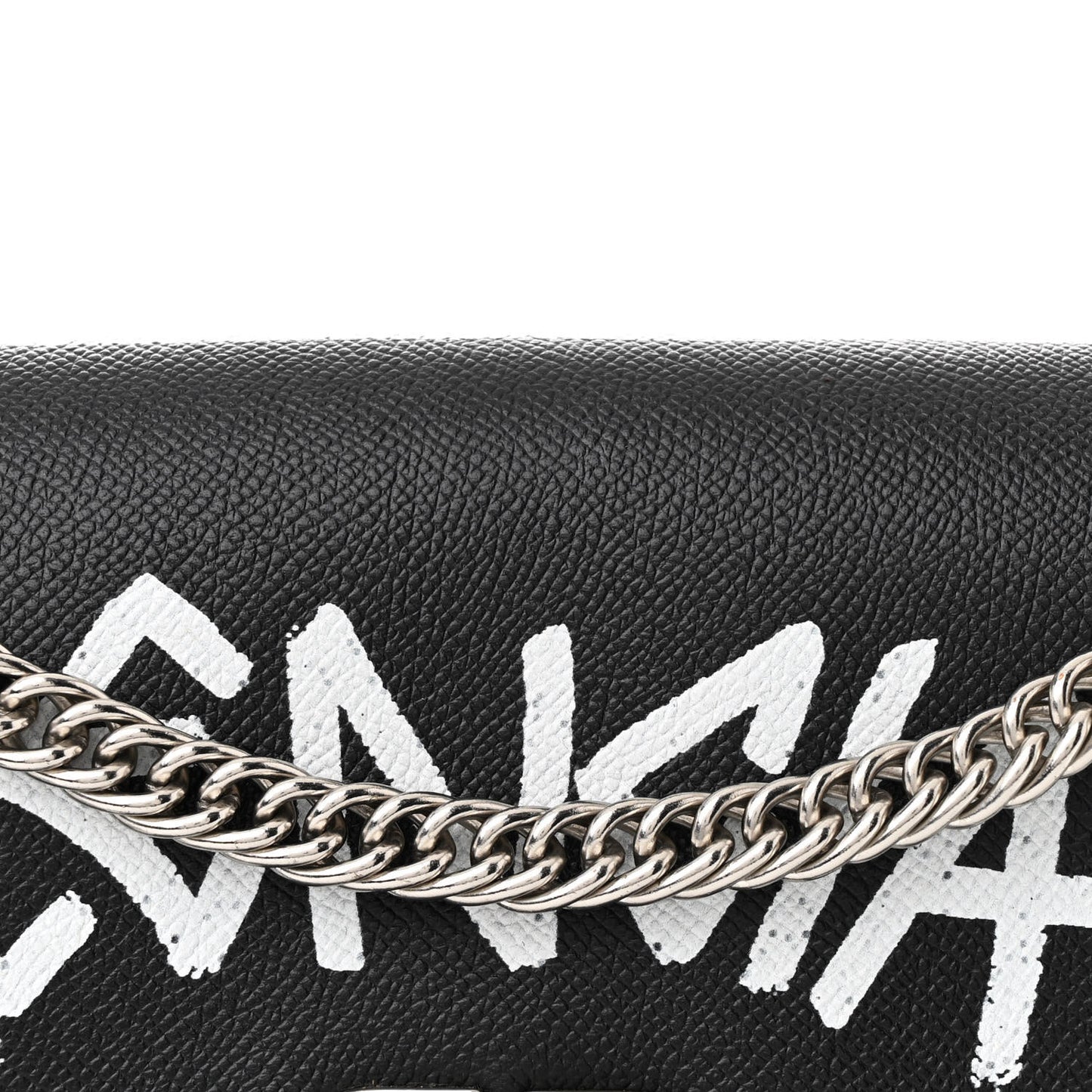 Grained Calfskin Graffiti M BB Round Shoulder Bag Black