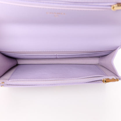 Chanel Caviar Quilted Sweetheart Wallet On Chain WOC Light Purple 5 of 11