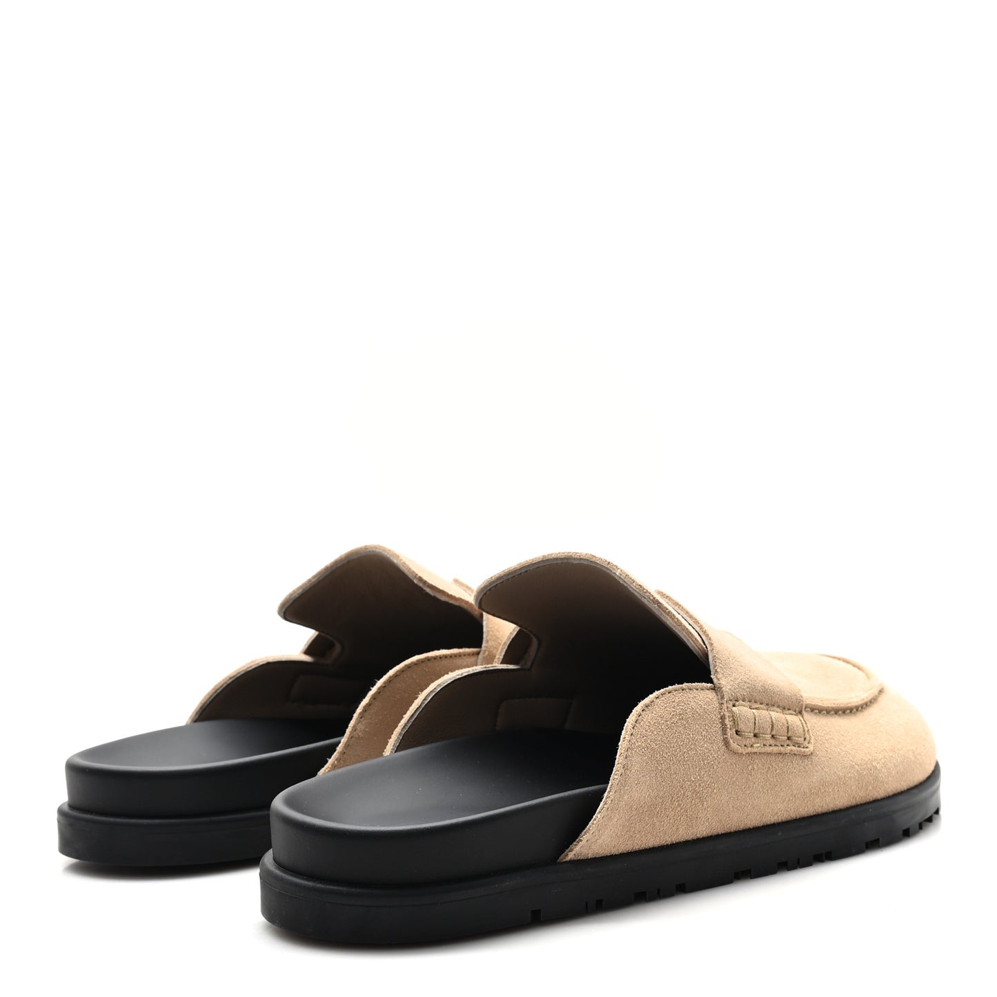 Suede Calfskin Womens Go Mules 38 Beige Argile
