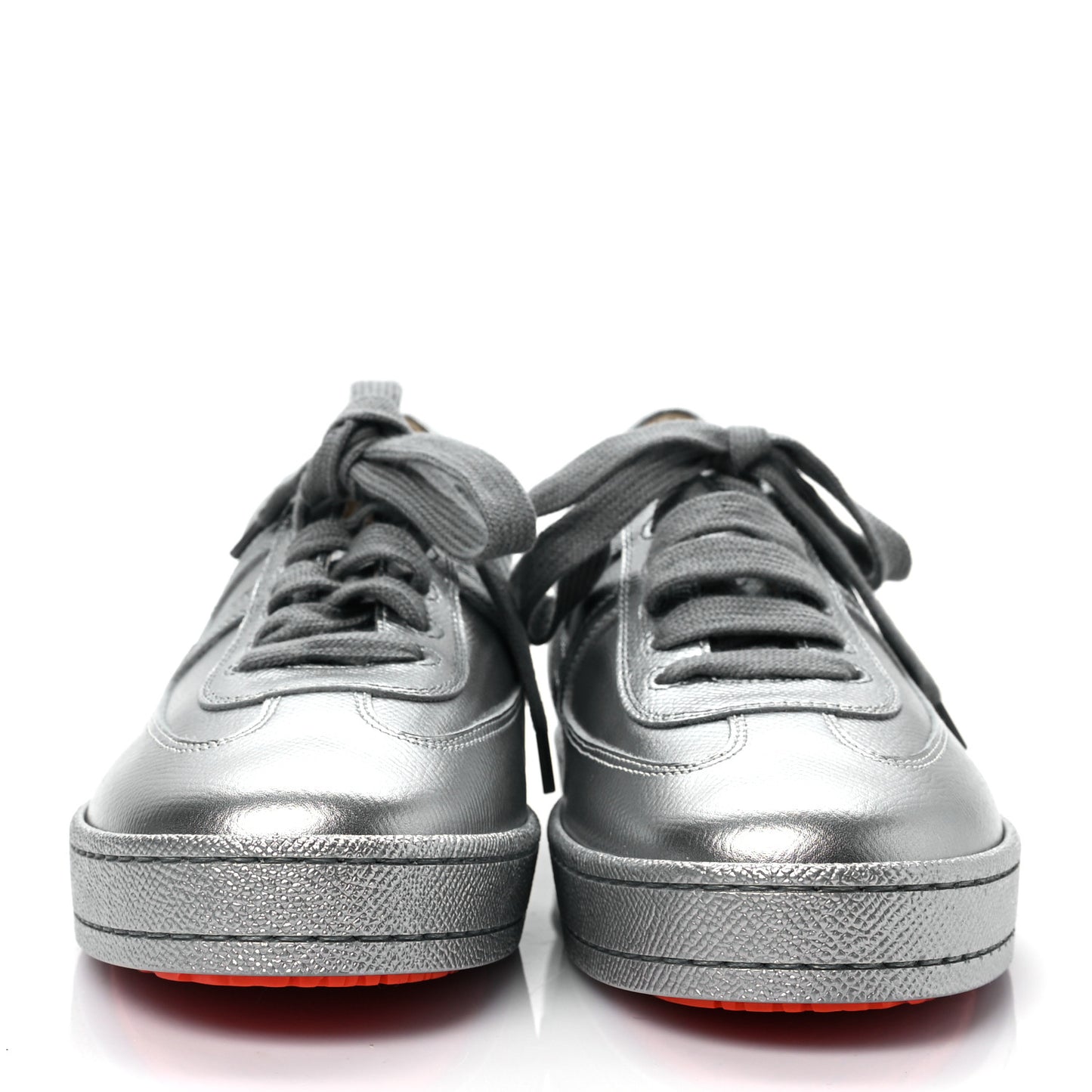 Metallic Epsom Womens Boomerang Sneakers 38.5 Argente