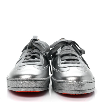 Hermes Metallic Epsom Womens Boomerang Sneakers 38.5 Argente 2 of 8