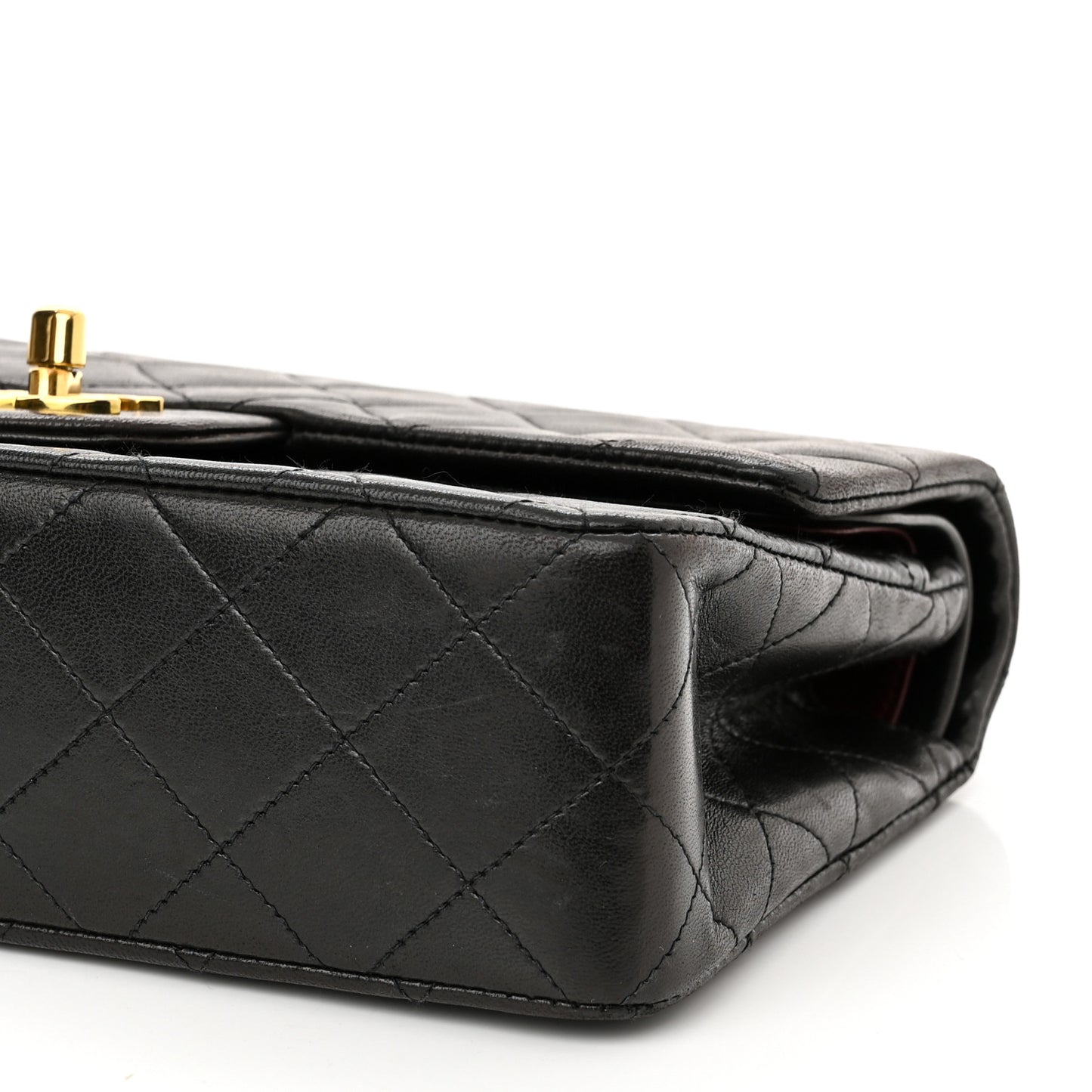Lambskin Quilted Small Double Flap Black