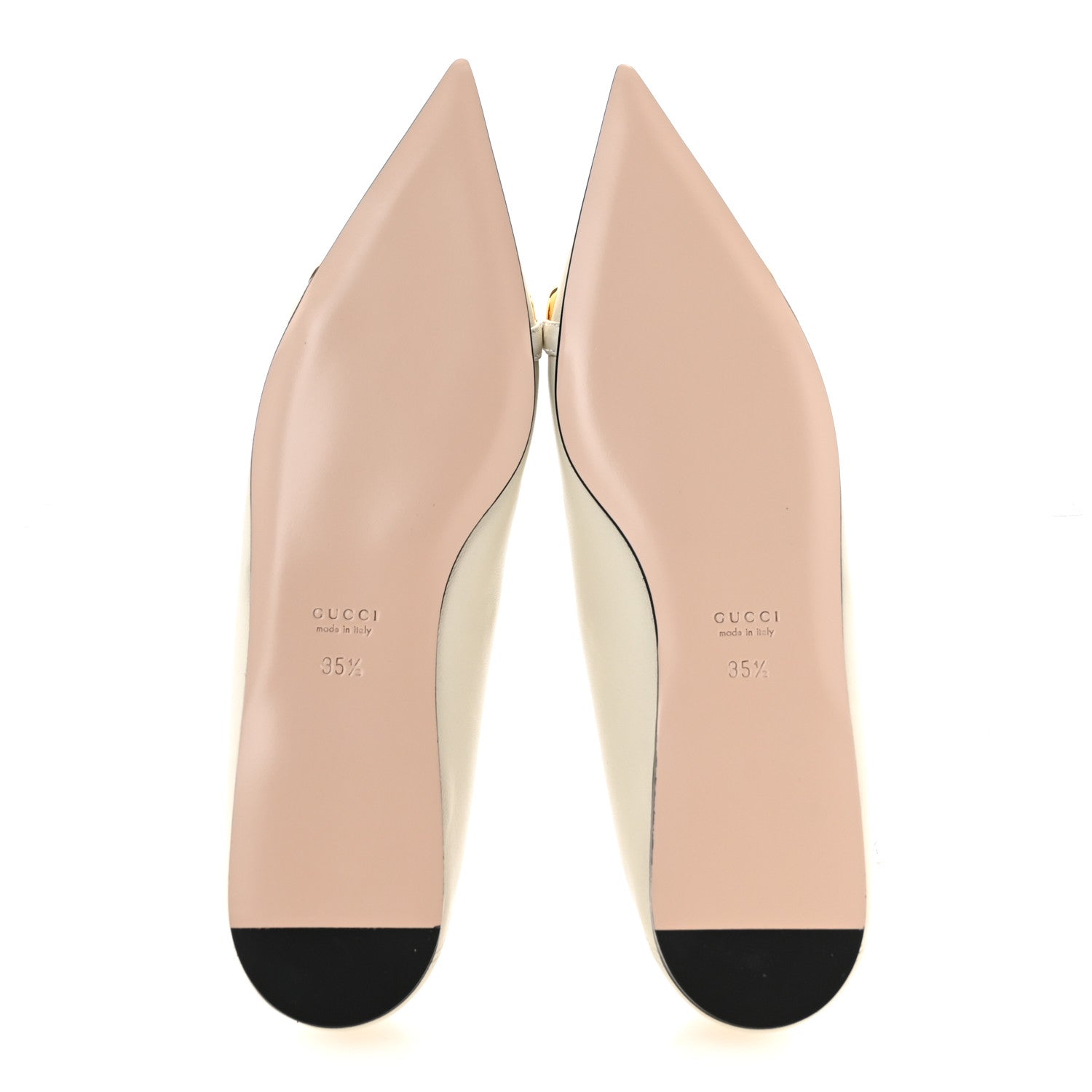 Gucci Nappa Lumiere Deva Horsebit Chain Embellished Flats 35.5 Dusty White 6 of 10