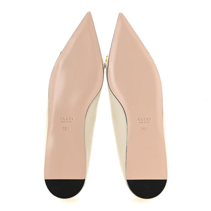 Gucci Nappa Lumiere Deva Horsebit Chain Embellished Flats 35.5 Dusty White 6 of 10