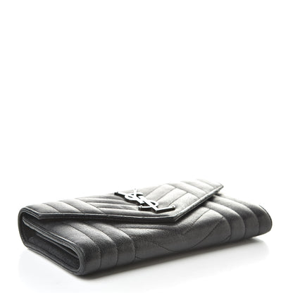 Saint Laurent Lambskin Mixed Matelasse Quilted Large Monogram Envelope Wallet Black 4 of 16