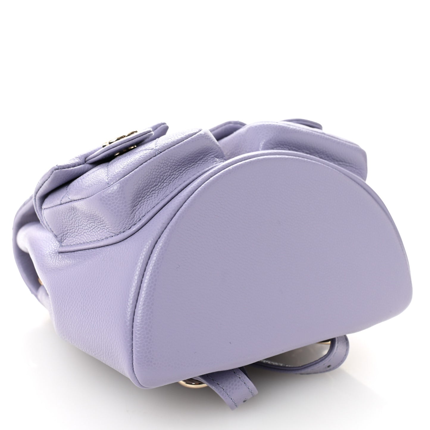 Shiny Caviar Quilted Small Duma Pockets Drawstring Backpack Light Purple