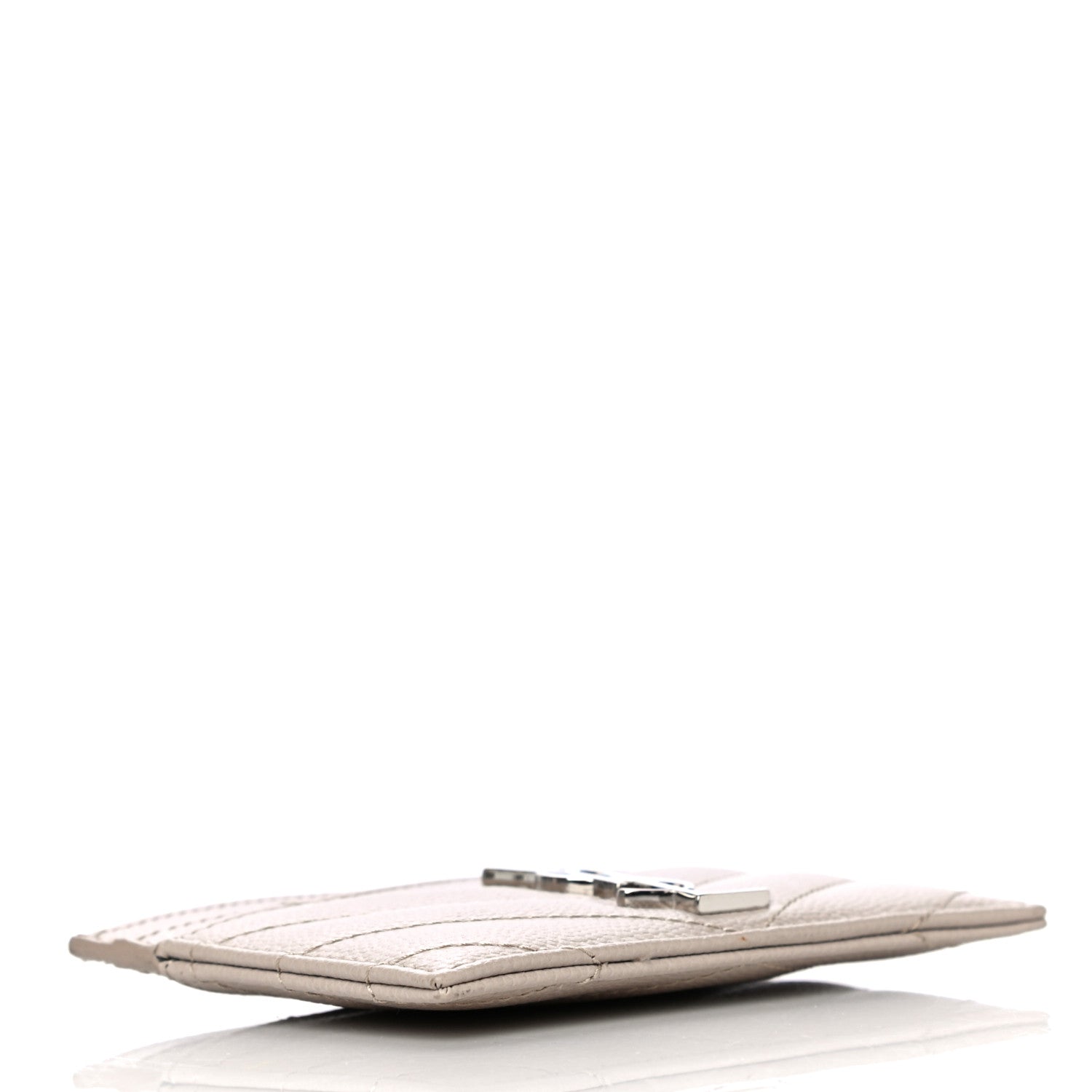 Saint Laurent Grain De Poudre Matelasse Chevron Monogram Credit Card Case Nude Powder 4 of 12